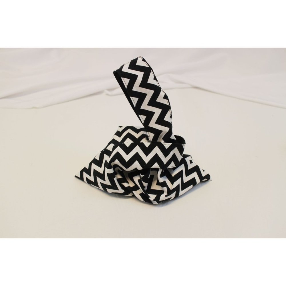 Reversible Black & White Cotton Chevron Japanese Cotton Knot Bag